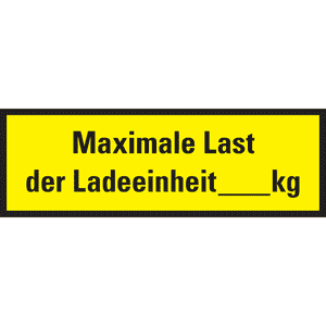 Regalbelastungs-Aufkleber Max. Last der Ladeeinheit, Folie, 150x50mm, 5 / Bogen Bild 1