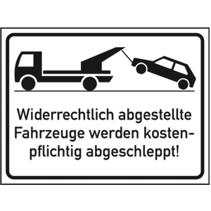 Parkverbotsschild Widerrechtlich abgestellte Fahrzeuge werden kostenpflichtig abgeschleppt, Aluminium RA0, reflektierend, 600x450mm Bild 1