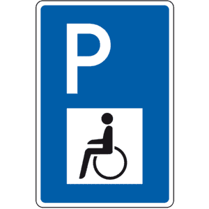 Parkplatzschild mit Behindertensymbol, Aluminium RA0, reflektierend, 600 x 900mm Bild 1