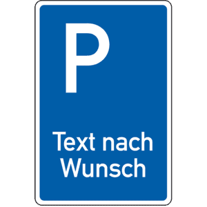 Parkplatzschild, mit Text nach Wunsch, Kunststoff, 250 x 400mm Bild 1