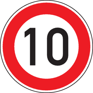 PREMARK® Bodenzeichen Höchstgeschwindigkeit 10km / h, R12, zum Einbrennen, Ø 750mm Bild 1
