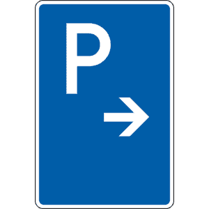 Parkplatzschild mit Pfeil rechts, Aluminium RA0, reflektierend, 600 x 900mm Bild 1