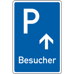 Parkplatzschild Besucher mit Pfeil geradeaus, Aluminium RA0, reflektierend, 600x900 Bild 1