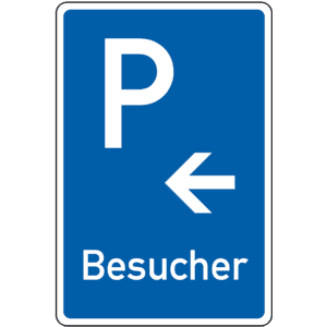 Parkplatzschild Besucher mit Pfeil links, Aluminium RA0, reflektierend, 600x900mm Bild 1