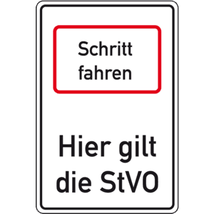 Hinweisschild Schritt fahren-Hier gilt die StVO, Aluminium RA0, reflektierend, 600x900mm Bild 1