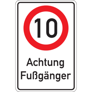 Kombischild 10 km / h - Achtung Fußgänger, Aluminium RA0, reflektierend, 600 x 900mm Bild 1