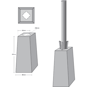 Betonformstein, für Pfosten Ø 60/76mm, inklusive 4 Hartholzkeile, ca.430mm, 25kg Bild 2