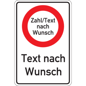 Kombischild VKZ Nr. 250 Verbot für Fahrzeuge, Z+Tnach Wunsch, Aluminium RA0, 600x900mm Bild 1