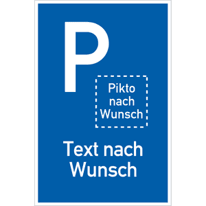 Parkplatzschild, mit Piktogramm und Text nach Wunsch, Aluminium, 250x400mm Bild 1