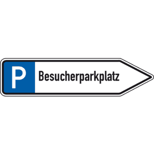 Wegweiser Besucherparkplatz, rechtsweisend, Aluminium RA0, reflektierend, 1400x350mm Bild 1