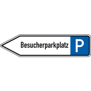 Wegweiser Besucherparkplatz, linksweisend, Aluminium RA0, reflektierend, 1400x350mm Bild 1