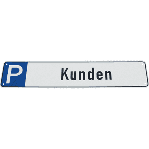 Parkplatz-Reservierungsschild, Text nach Wunsch, 4 Bohrungen, Aluminium RA0, reflektierend, 520x110mm Bild 3