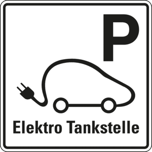Hinweisschild Parkplatz Elektro Tankstelle, Aluminium RA0, 600 x 600mm Bild 1