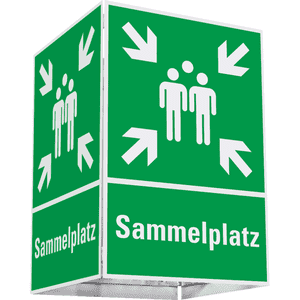 Würfelset Rettungszeichen Sammelstelle, Aluminium, 400x600mm, inklusive Befestigungsset Bild 2