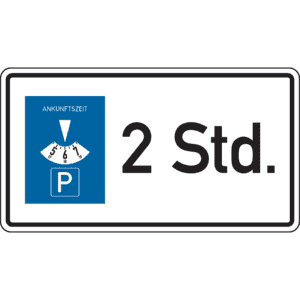 Parkplatzschild, Parkdauer max. 2 Stunden, Aluminium RA0, reflektierend, 600x330mm Bild 1
