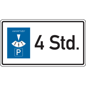 Parkplatzschild, Parkdauer max. 4 Stunden, Aluminium RA0, reflektierend, 600x330mm Bild 1