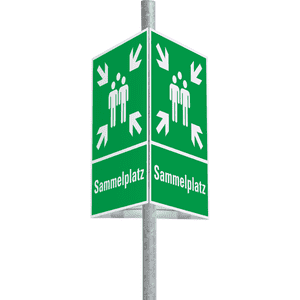 Dreieckset Kombizeichen Sammelstelle, Aluminium, 400x600mm, inklusive Befestigungsset Bild 3