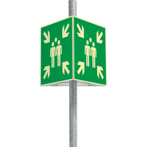PERMALIGHT® power Dreieckset Rettungszeichen Sammelstelle, Aluminium, 400x400mm, Befest. Bild 2