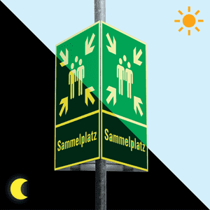 PERMALIGHT® power Dreieckset Kombizeichen Sammelstelle, 400x400mm, Pfosten/Befestigung Bild 3
