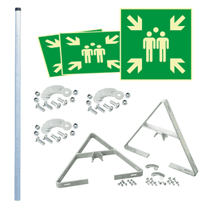 PERMALIGHT® power Dreieckset Rettungszeichen Sammelstelle, Aluminium, 400x400mm, Befest. Bild 1