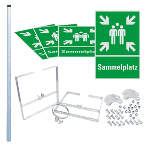Würfelset Kombischild Sammelplatz, 400 x 600mm, inkl. Pfosten / Befestigung Bild 1