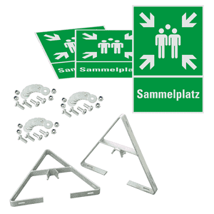 Dreieckset Kombizeichen Sammelstelle, Aluminium, 400x600mm, inklusive Befestigungsset Bild 1