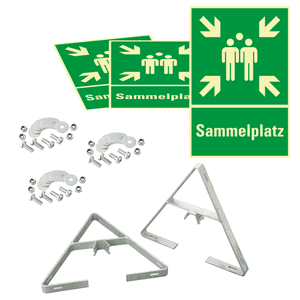 PERMALIGHT® power Dreieckset Kombi.Sammelstelle, Aluminium, 400 x 600mm, m.Befest. Bild 1