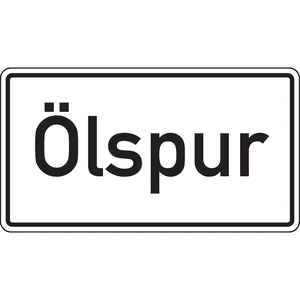 Hinweisschild Ölspur, gemäß DIN 67520, Aluminium RA0, reflektierend, 600 x 330mm Bild 1