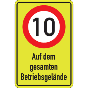 Kombischild Zulässige Höchstgeschw.10km / h, Betriebsgelä., Aluminium RA2,600 x 900mm Bild 1