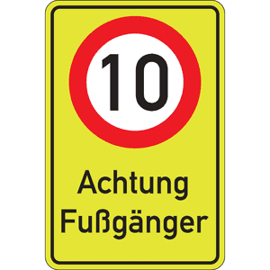 Kombischild 10 km / h - Achtung Fußgänger, Aluminium RA2, 600 x 900mm Bild 1