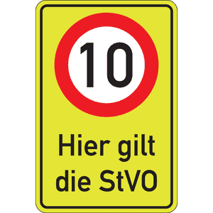 Kombischild 10km / h - Hier gilt die StVO, Aluminium RA2, 600 x 900 mm Bild 1