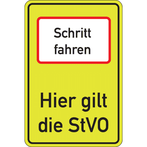Hinweisschild Schritt fahren- Hier gilt die StVO, Aluminium RA2, 600 x 900mm Bild 1