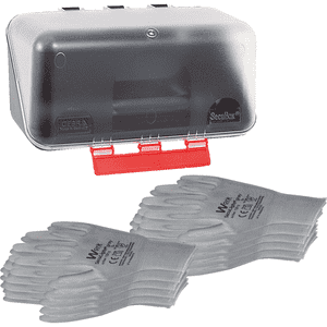 Vorteils- Set SecuBox Mini, 10xSchutzhandsch.SecuLight® grey, Größe 11 Bild 1