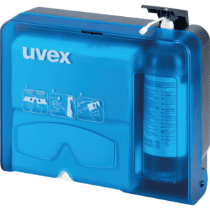 uvex Brillenreinigungsstation, mit Reinigungspapier, Reinigungsfluid und Pumpe Bild 1