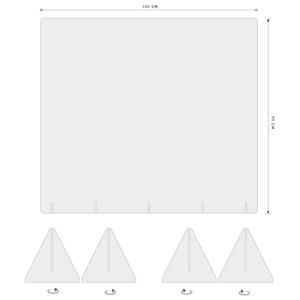 Infektionsschutzscheibe, flexible Standfüße, Milchglasoptik, Kunststoff, 1000x900mm Bild 1