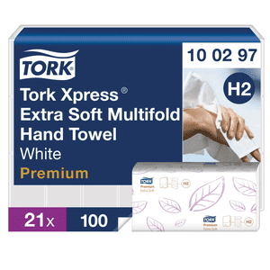 TORK Xpress® Multifold- Handtücher H2, weiß, Papier, 2-lagig, 21 x 100 Tücher / VE Bild 2