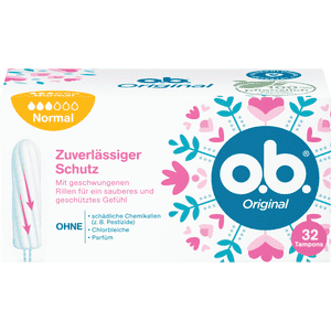 o.b.® Tampons normal, zuverlässiger Schutz, Wattefasern, 32 / Pack, 7 Packungen / VE Bild 1