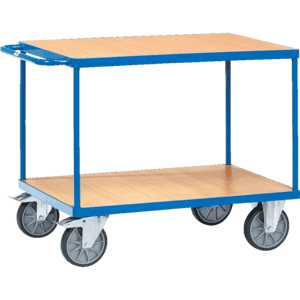 fetra Tischwagen, 2 Böden, blau, Stahl, Ladefläche 1000x700mm, Tragkraft 600kg, 49kg Bild 1