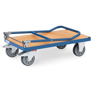 fetra® Schiebebügelwagen, blau, Stahl und Holz, 975 x 509 x 948mm, 23kg Bild 2