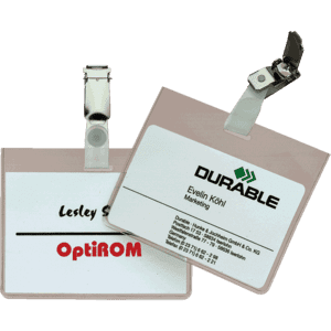 DURABLE Namensschild mit drehbarem Clip, transparent, Hartfolie, 90x60mm, 25 / Verpackungseinheit Bild 1