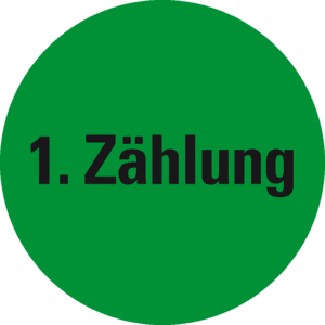 Markierungspunkt 1.Zählung, hellgrün, Haftpapier, ablösbar, Ø 37mm, 10 / Bogen Bild 1
