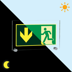 PERMALIGHT® power Rettungszeichen Notausgang, ASR/ISO, Klemmbefestigung, Acryl, 347x198mm Bild 1