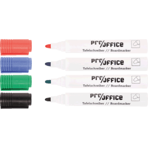 Whiteboard-Marker Set, Rundspitze 1,5-4mm, schwarz, rot, blau, grün, 4 / Verpackungseinheit Bild 1