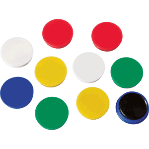 Haftmagnete, für Whiteboard u.magnethaft.Oberflächen, farbig sortiert, Ø 32mm, 10 / Verpackungseinheit Bild 1
