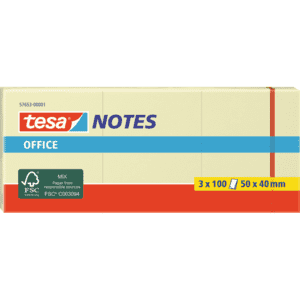 tesa®Notes Haftnotizen gelb, 3 Blöcke je 100 Blatt Bild 1