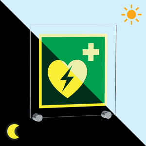 PERMALIGHT® power Automatisierter Externer Defibrillator, ASR, Klemmbefestigung, Acryl, 250x250mm Bild 1
