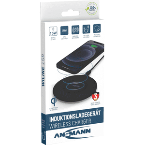 ANSMANN Qi Ladegerät, für alle Qi-fähigen Smartphones, kabellos, ABS, Ø 100mm, 130g Bild 1