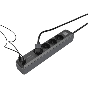 hama Multi- Steckdosenleiste, 4fach, USB- C / A 65W, 1,4m Kabel, sschwrz / Grau Bild 2