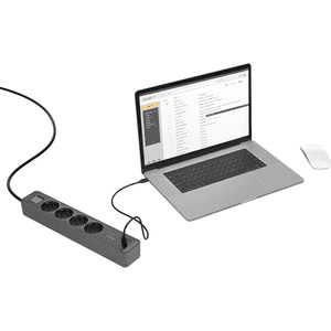 hama Multi- Steckdosenleiste, 4fach, USB- C / A 65W, 1,4m Kabel, sschwrz / Grau Bild 3