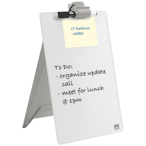 nobo Glas Desktop- Notizboard Diamond, mit Clip, abwischbar, weiß, 297 x 216mm Bild 3
